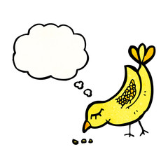 cartoon bird with thought bubble