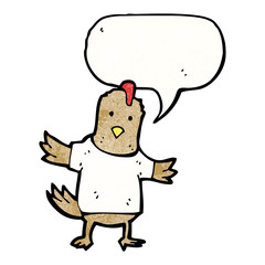 chicken with speech bubble cartoon