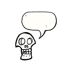 cartoon skull symbol with speech bubble