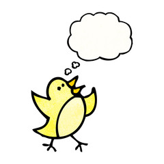 cartoon bird with thought bubble