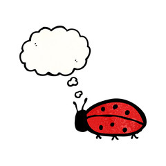 cartoon ladybug with thought bubble