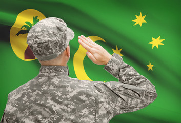 Soldier in hat facing national flag series - Cocos (Keeling) Islands