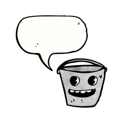 happy bucket cartoon character