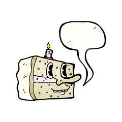 cartoon cake with speech bubble