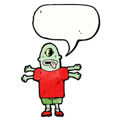 Obraz na płótnie Canvas cartoon alien with speech bubble