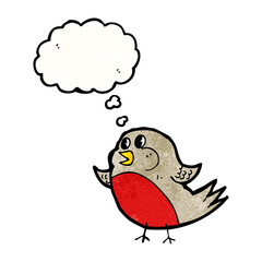 robin with thought bubble cartoon