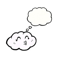 cute cartoon cloud with thought bubble