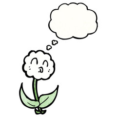 cute cartoon flower with thought bubble