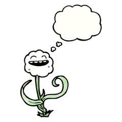 cute cartoon flower with thought bubble
