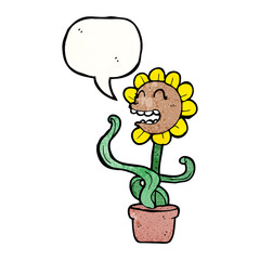 cartoon flower with speech bubble