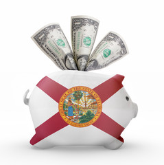 Piggy bank with the flag of Florida .(series)