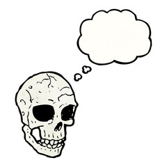 cartoon skull with thought bubble