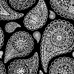 Paisley buta doodle colorful vector seamless pattern background