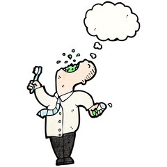 cartoon man gargling mouthwash