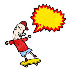 cartoon old man on skateboard