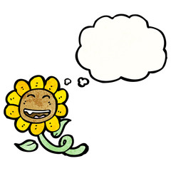 cartoon sunflower with thought bubble