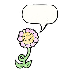 cartoon flower with speech bubble
