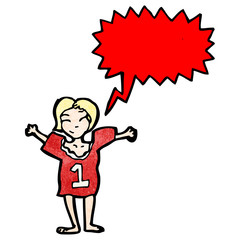 cartoon woman in sports top