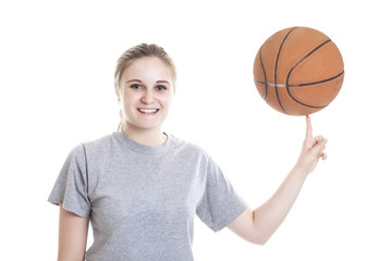 Portrait of a teen with basket ball