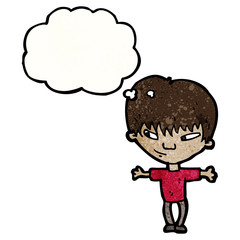clever cartoon boy thinking,