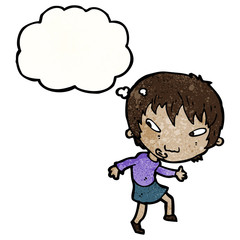 Obraz premium cartoon girl tiptoeing