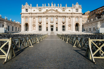 Naklejka premium St. Peter Basilica front view, Vaticano, Rome, Italy