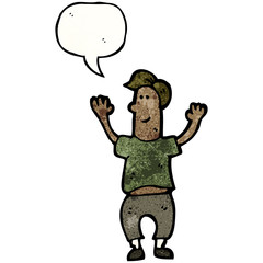 happy cartoon man with speech bubble
