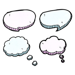cartoon speech bubbles and thought clouds