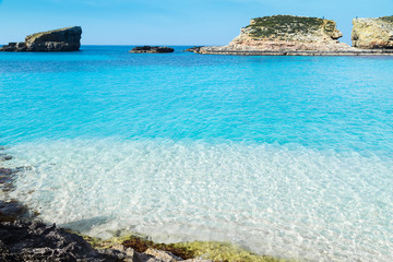 The Blue Lagoon on Comino Island, Malta Gozov - obrazy, fototapety, plakaty