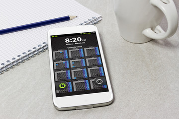 Workplace with mobile phone