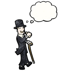 cartoon posh man drinking