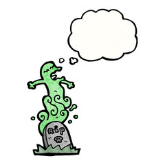 cartoon ghost rising from grave