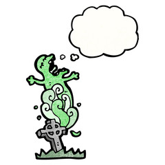 cartoon ghost rising from grave