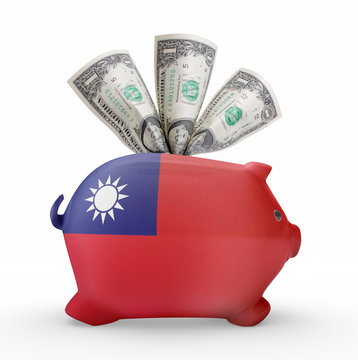 Piggy Bank With The Flag Of Taiwan .(series)