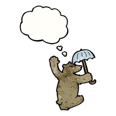cartoon dancing bear with umbrella