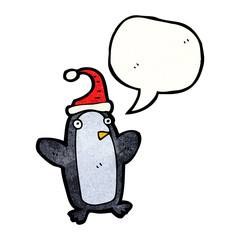 cartoon penguin in xmas hat