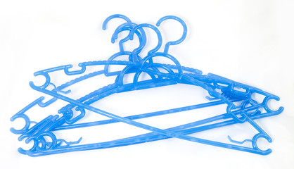 Fototapeta premium Blue Plastic Hanger isolated on white background