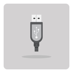 Vector of flat icon, USB cable on isolated background
