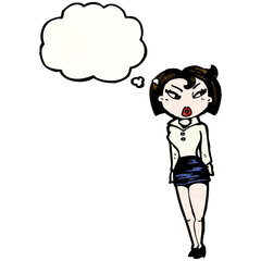 cartoon woman in short skirt
