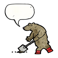cartoon bear digging