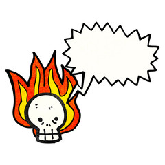 cartoon flaming skull
