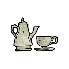 coffee pot and cup cartoon