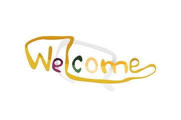 Welcome word, drawn lettering typographic element