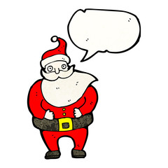 cartoon santa with speech bubble