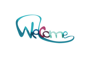 Welcome word, drawn lettering typographic element