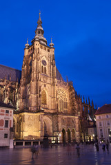 Fototapeta na wymiar Saint Vitus Cathedral in Prague at night. 