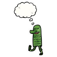 green monster with thought bubble