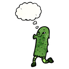 green monster with thought bubble