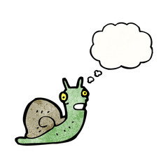 cartoon snail with thought balloon