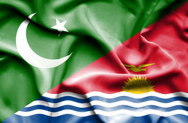 Waving flag of Kiribati and Pakistan